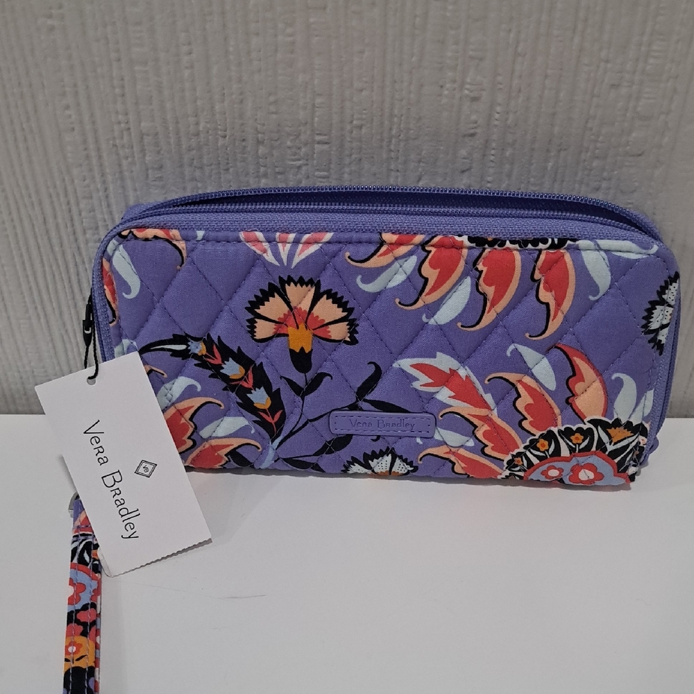 Vera Bradley Purple Floral Quilted Zip Wristlet Wallet